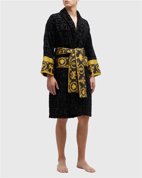 versace men's barocco sleeve robe|Versace bathrobes for men.